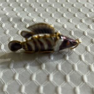 Vintage Gold and Purple Fish Pendant